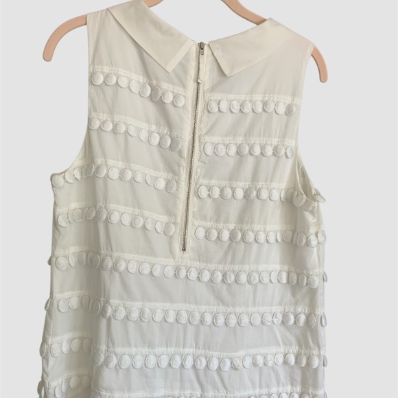 J Crew White Cotton Pom Pom Lace Sleeveless Shell Vintage Inspired Top  SZ 8 - Picture 3 of 14